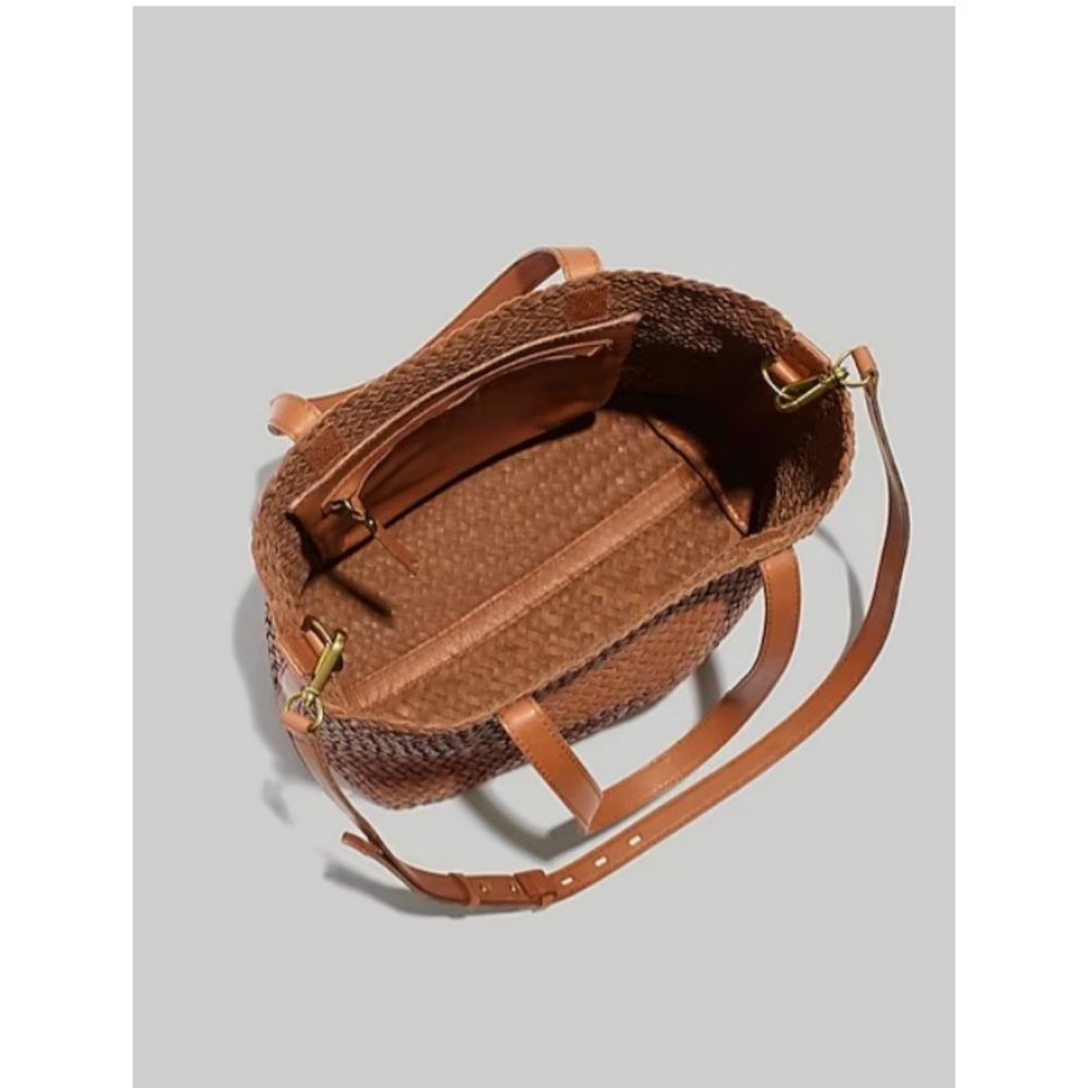 Madewell Woven Leather Tote in Cognac Brown - Picture 2 of 4